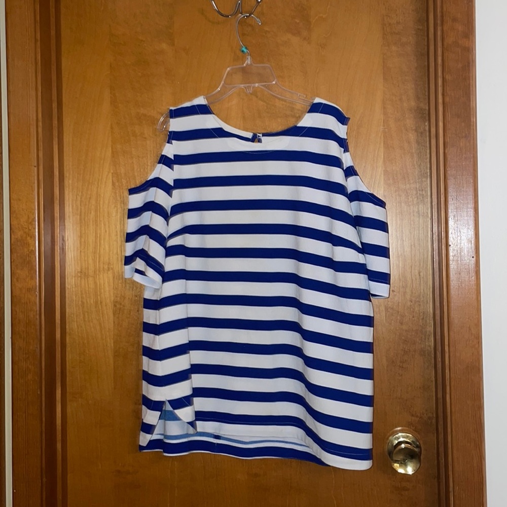 Cold Shoulder Striped Blouse